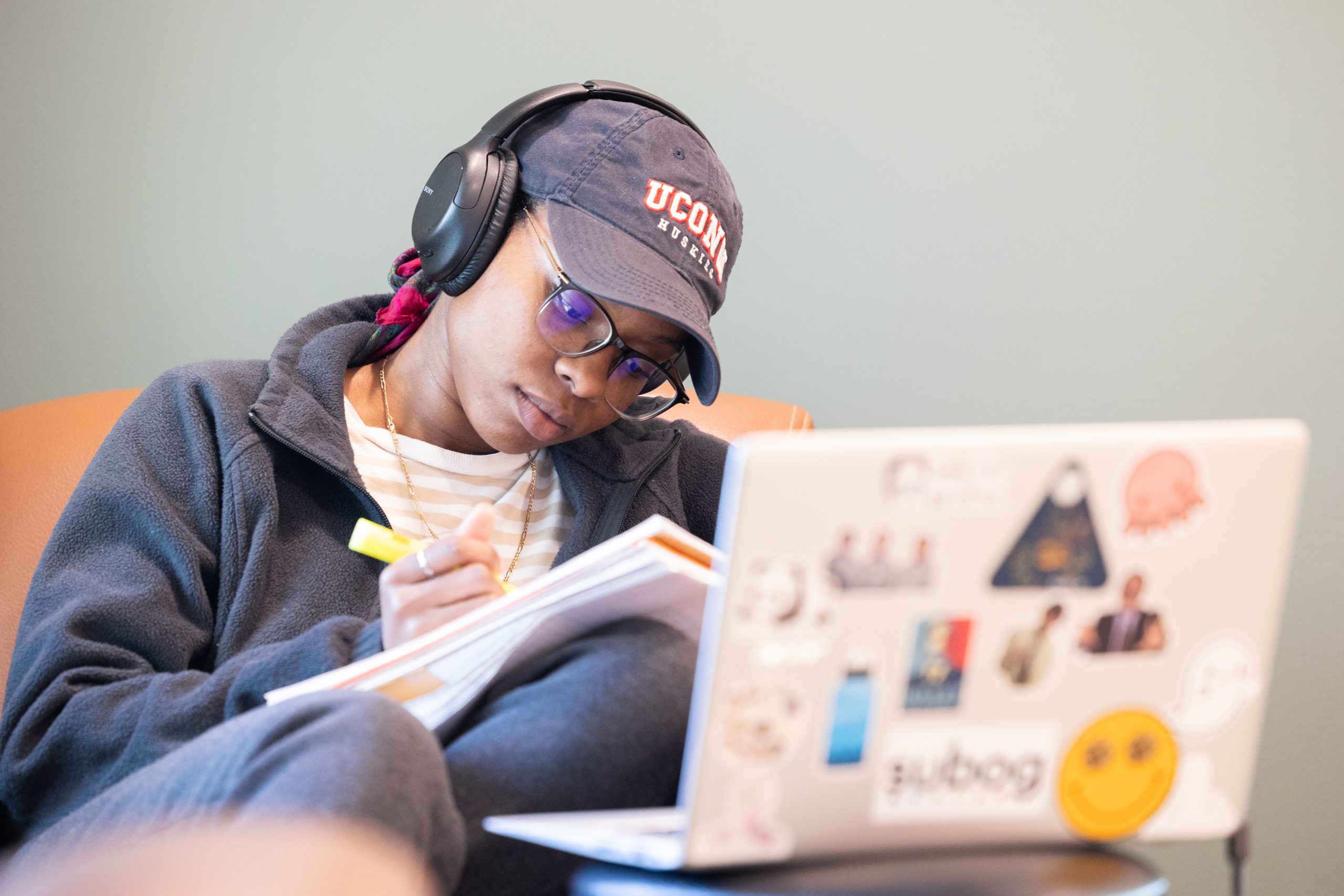 A UConn student studies in Gentry Building on Monday, Nov. 18, 2024. (Sydney Herdle/UConn Photo)