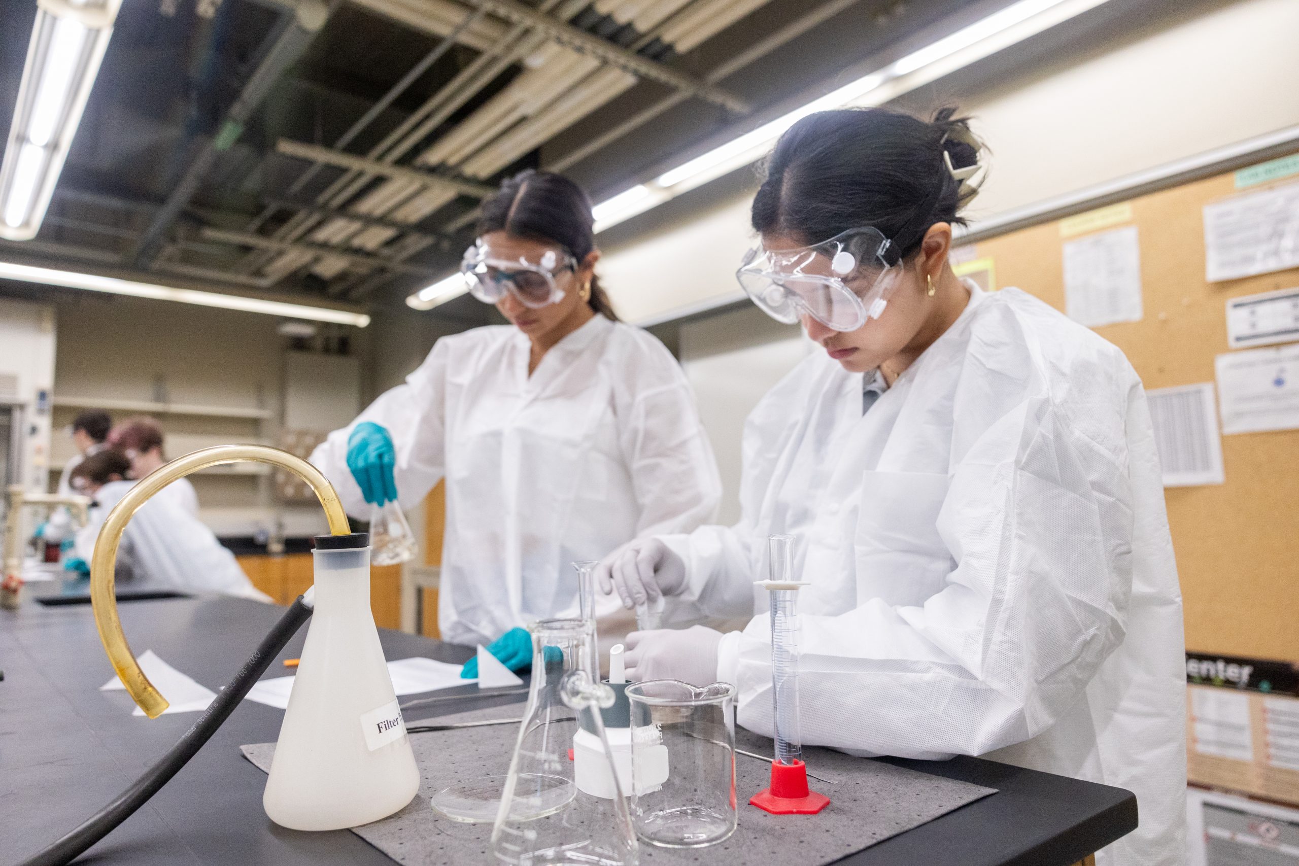 Berlin High School students work in one of the Chemistry Building labs during the Early College Experience Chemistry Student Lab Day on May 23, 2024. (Sydney Herdle/UConn Photo)