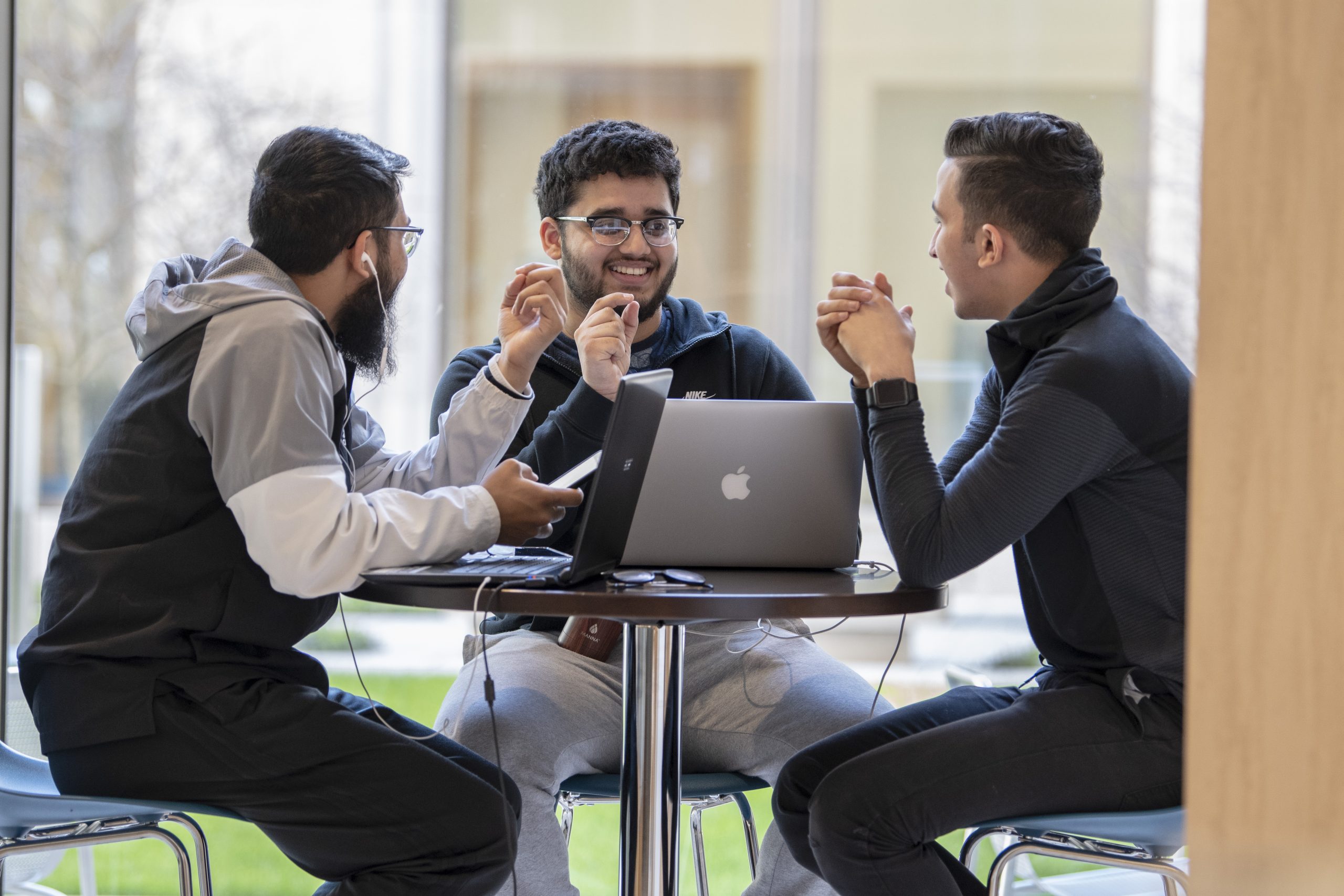 laugh190417b273.JPG Students at Uconn Hartford on April 17, 2019. (Sean Flynn/UConn Photo)