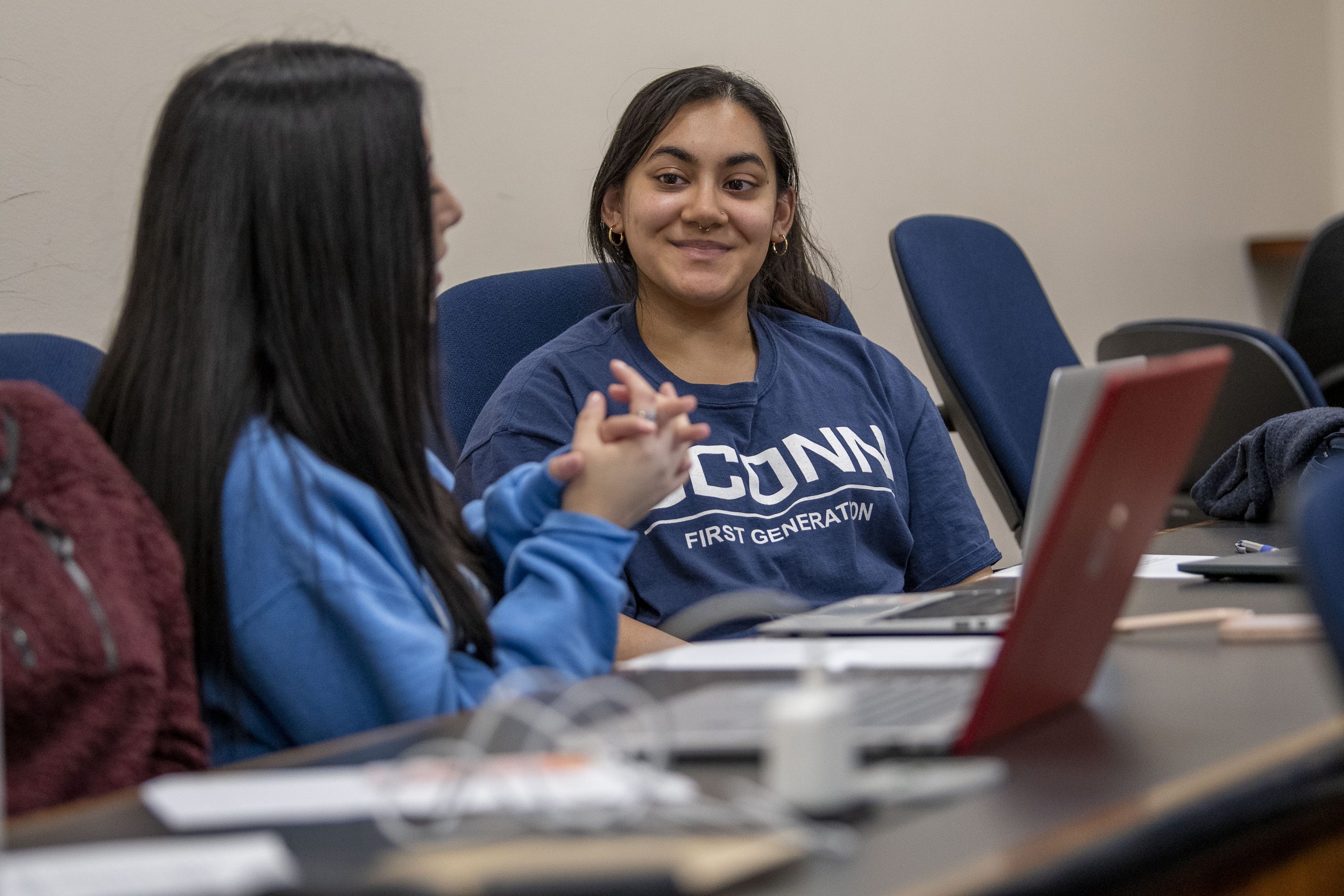 stamford-class240411d0811.jpg Students in a classroom at UConn Stamford on April 11, 2024. (Sean Flynn/UConn Photo)