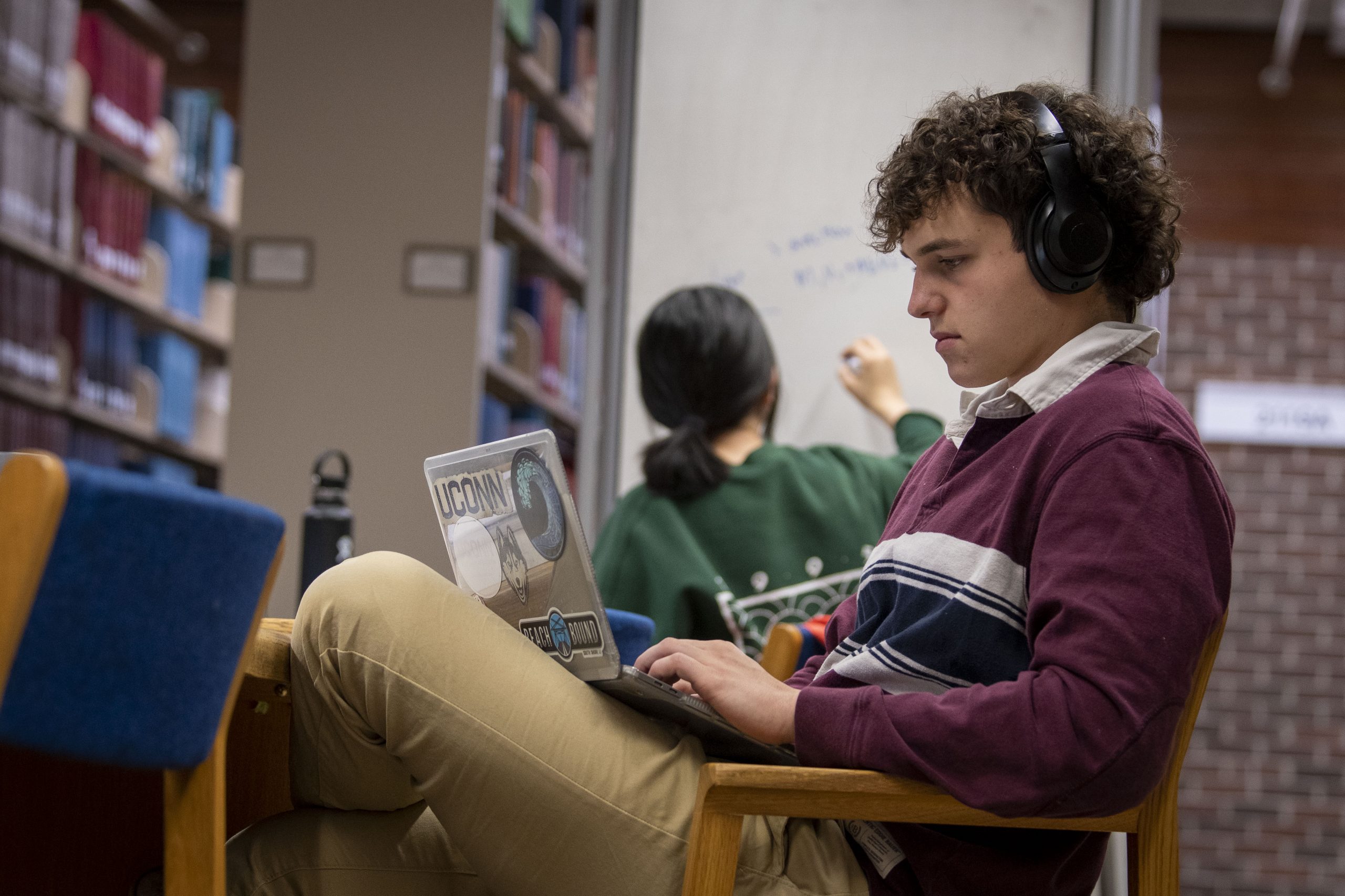 Students studying in Homer Babbidge Library for finals on May 2, 2023. (Sean Flynn/UConn Photo)